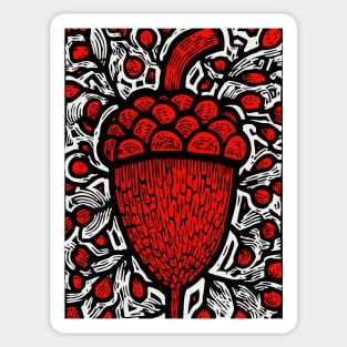 Folk Art Acorn Linocut for Autumn & Woodland Nursery Decor Sticker